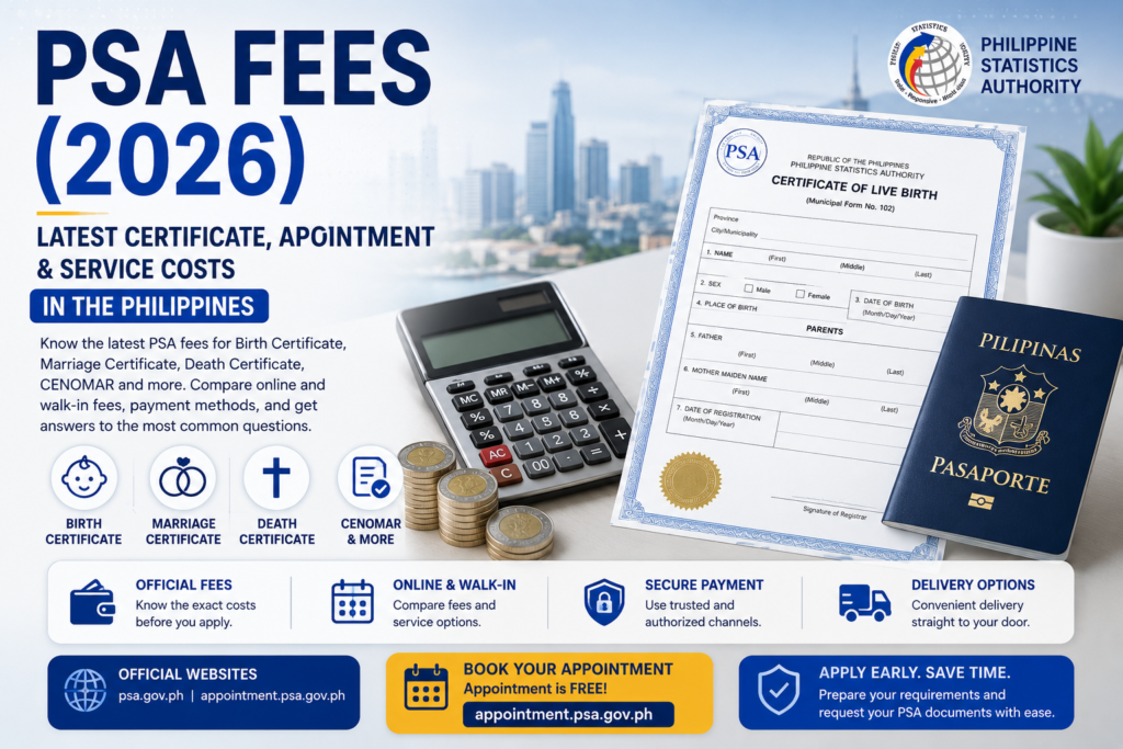PSA fees and services in the Philippines